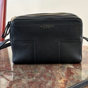 Tory Burch Block T double zip leather crossbody bag